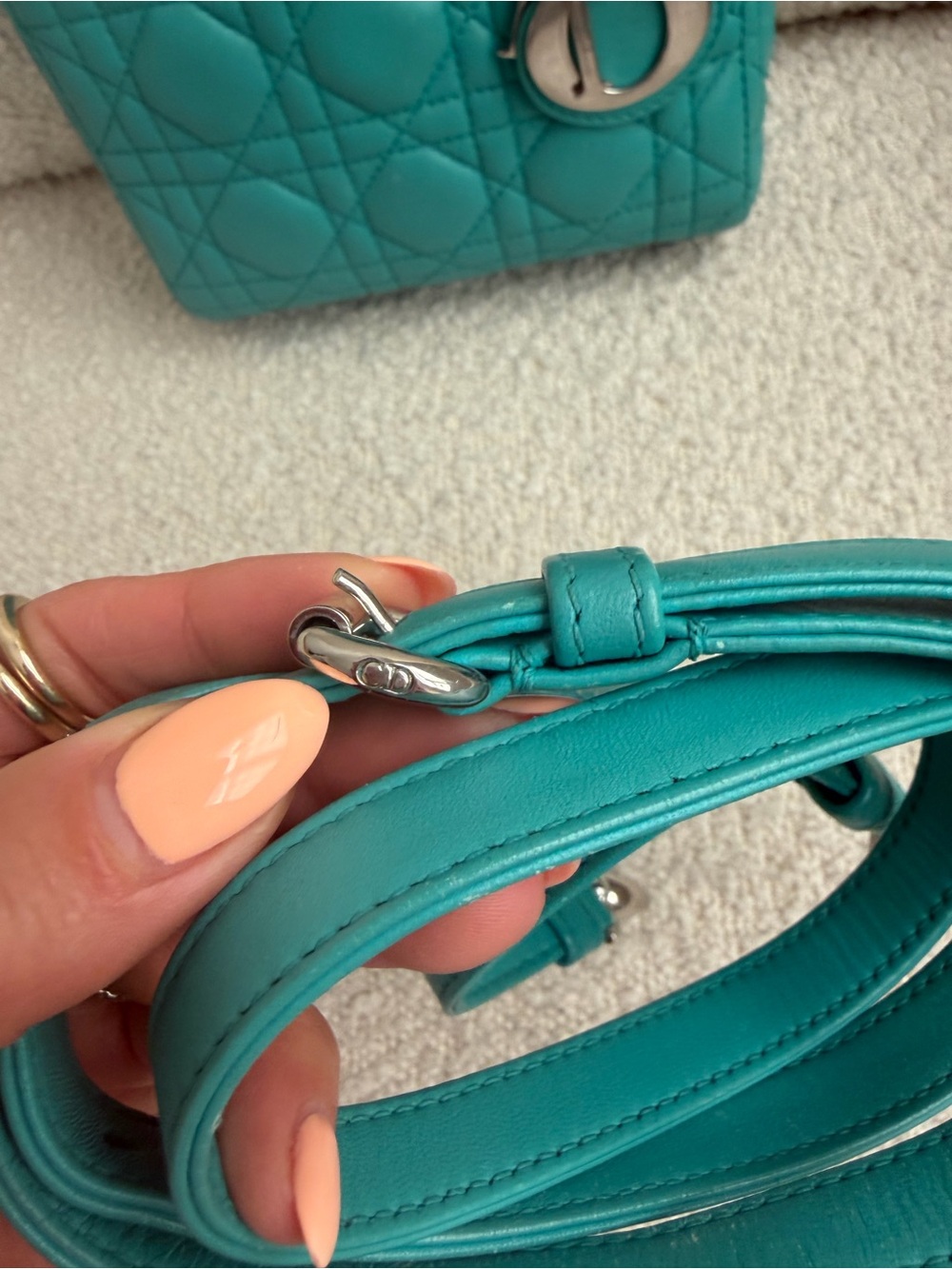 Lady Dior Mini Bag in Teal - Picture 5 of 16